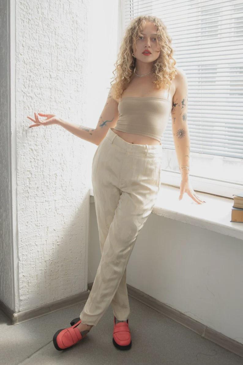 Isabel Marant Vintage Seltene Creme Strukturierte Hose von WardrobeQueenVINTAGE