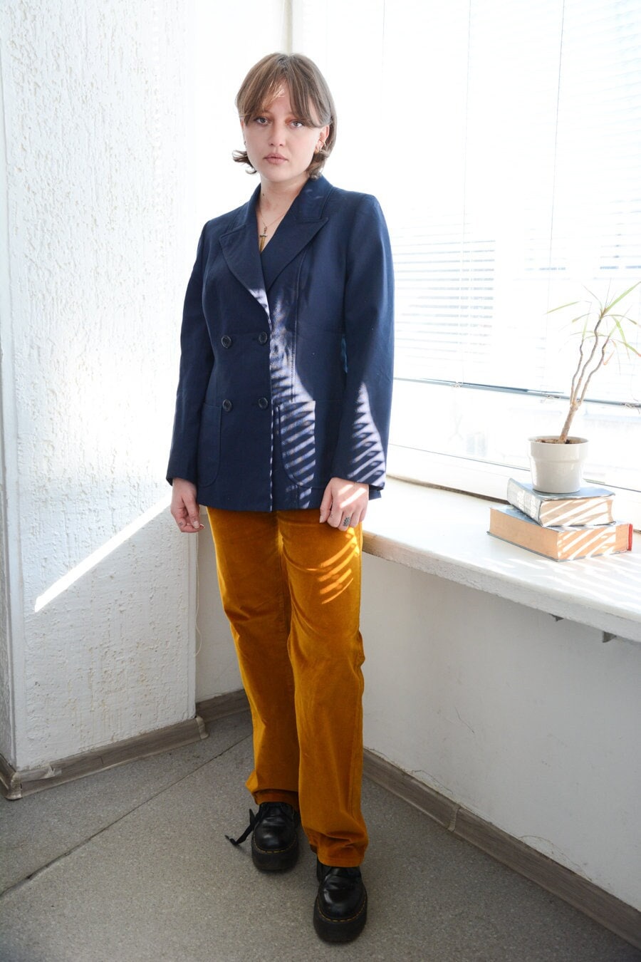 Vintage 70Er Blaue Zweireihige Cortefiel Jacke von WardrobeQueenVINTAGE