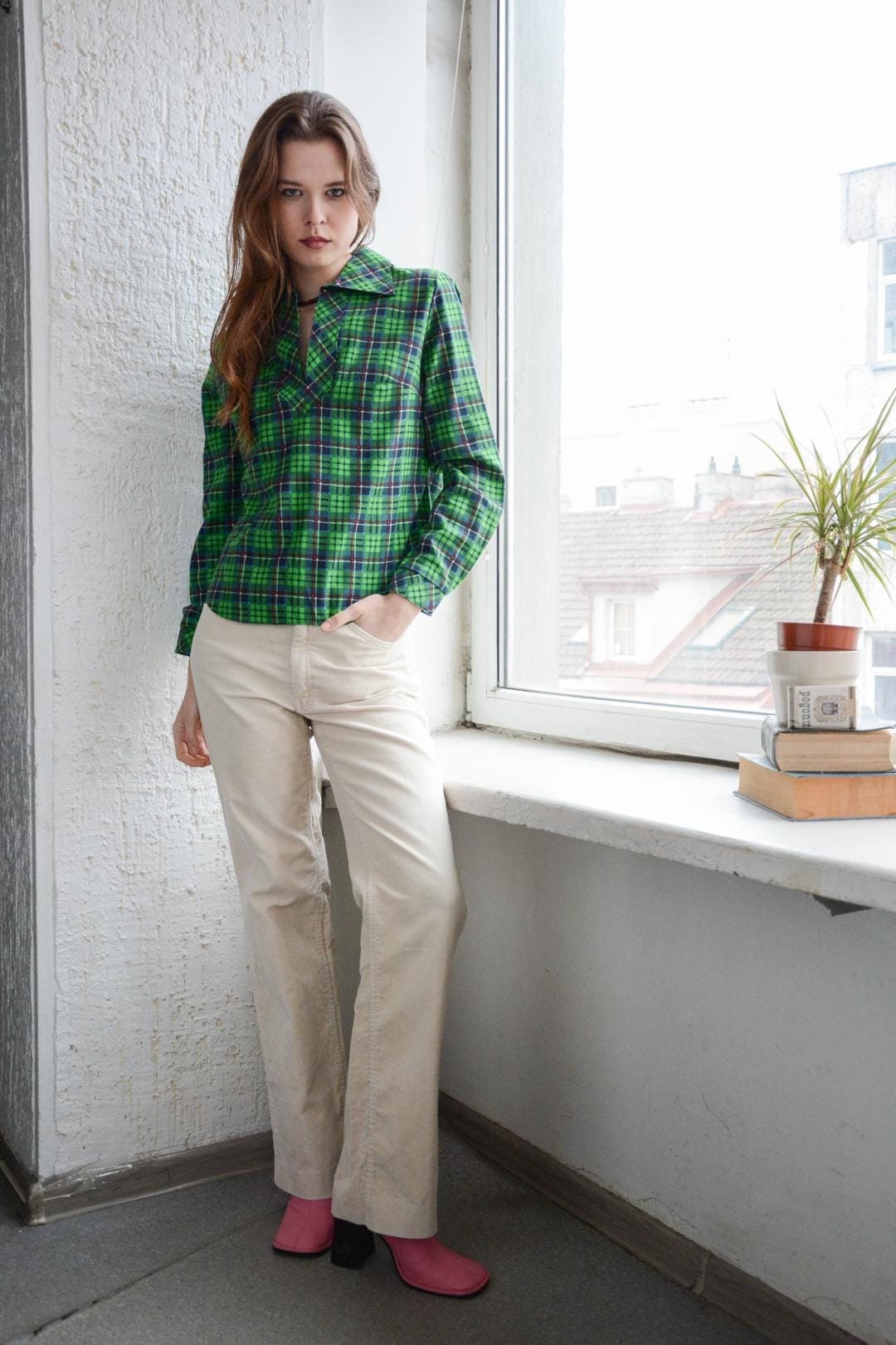 Vintage 70Er Jahre Grünes Boho Top von WardrobeQueenVINTAGE