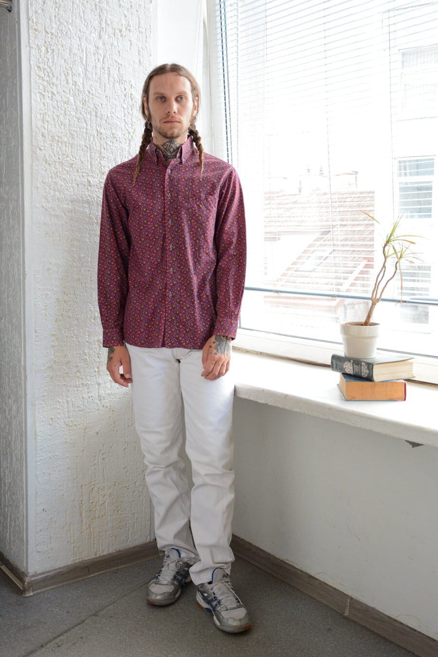 Vintage 70Er Lila Paisley Print Baumwolle Carven Paris Shirt von WardrobeQueenVINTAGE