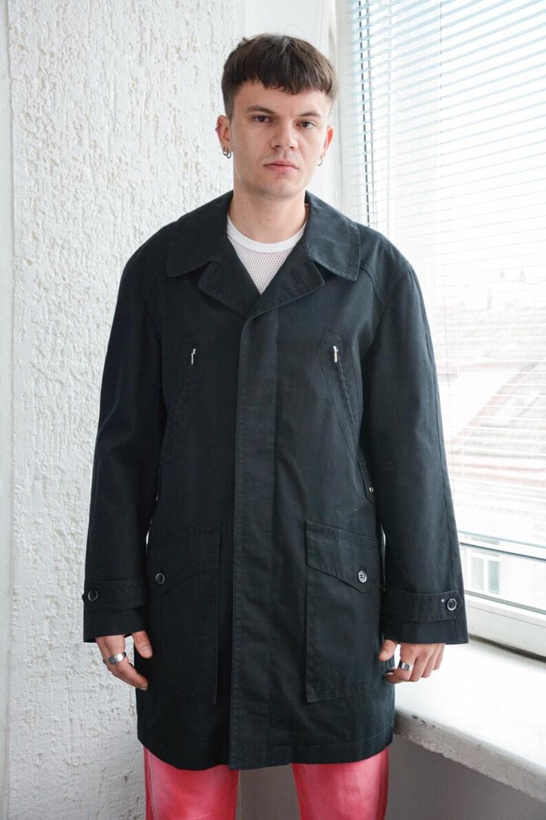 Vintage 70Er Schwarzer Parka Mantel von WardrobeQueenVINTAGE