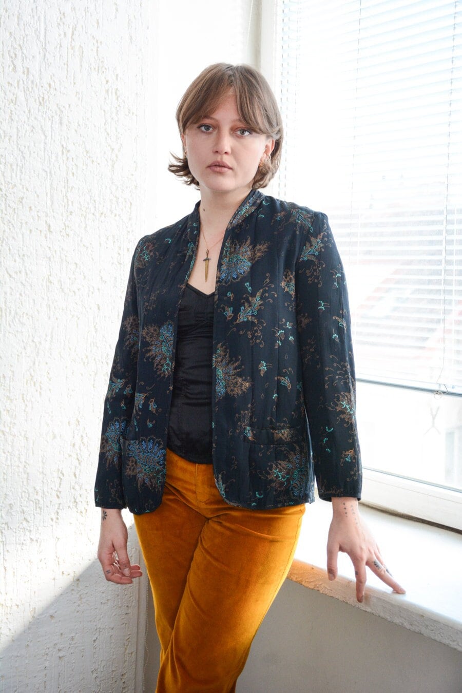 Vintage 80Er Dünne Gemusterte Steppjacke von WardrobeQueenVINTAGE