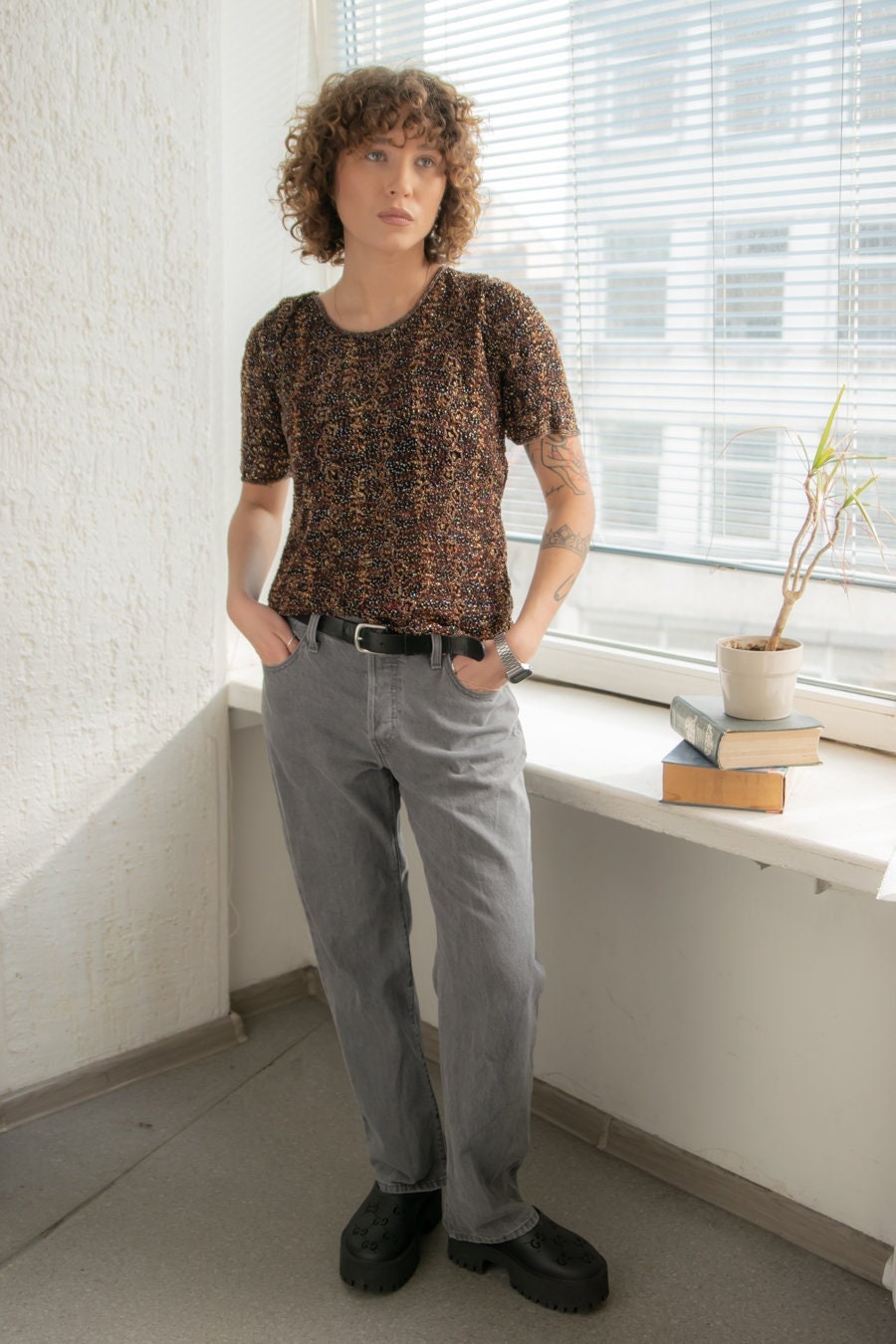 Vintage 80Er Glitzer Faden Perlen Top von WardrobeQueenVINTAGE