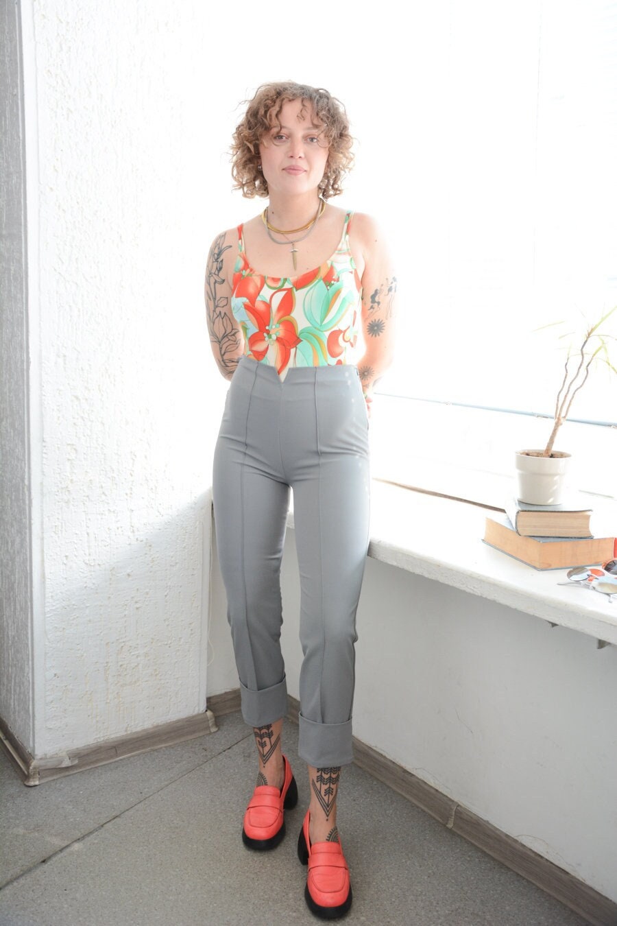 Vintage 80Er Grau Dehnbare Hose von WardrobeQueenVINTAGE