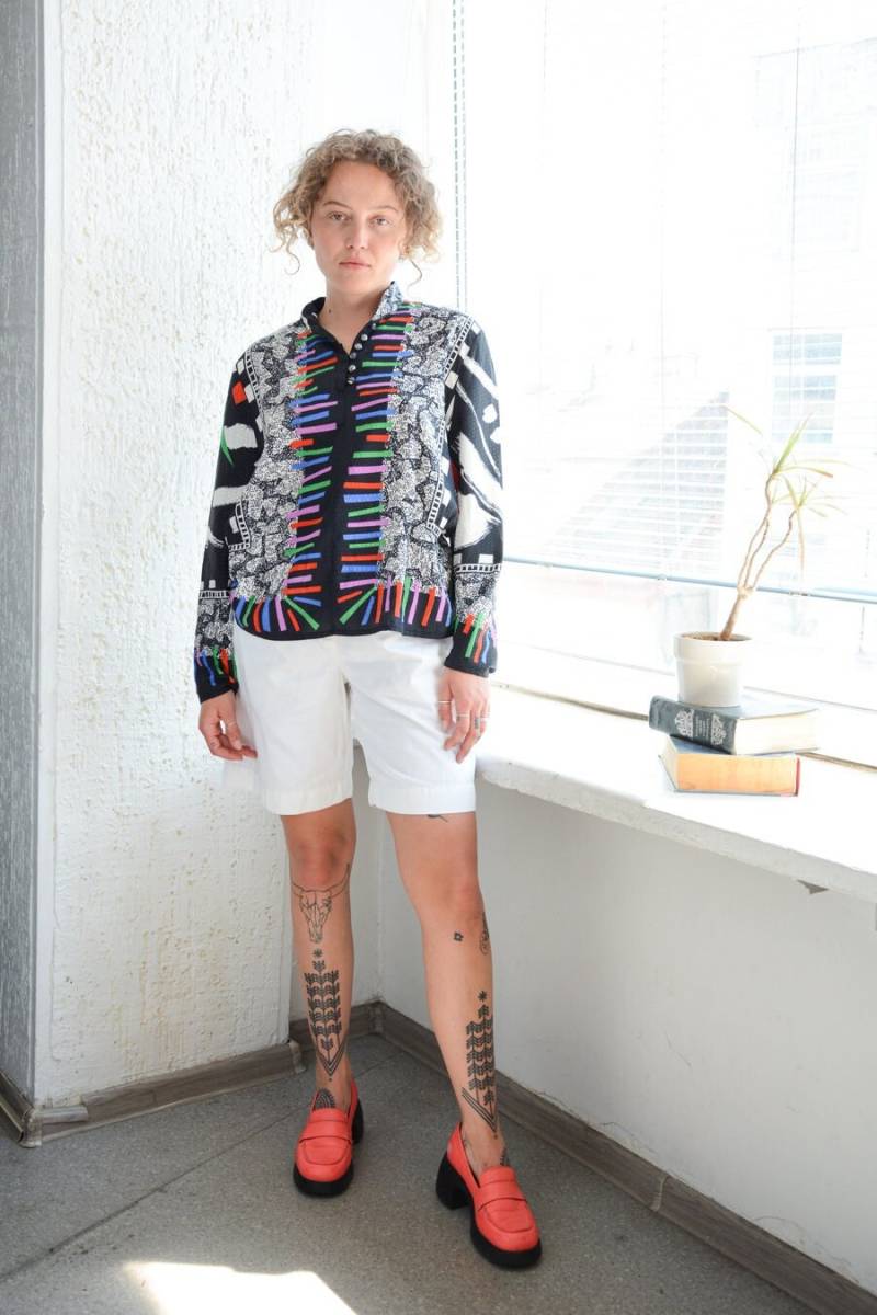 Vintage 80Er Jahre Abstrakt Print Top von WardrobeQueenVINTAGE