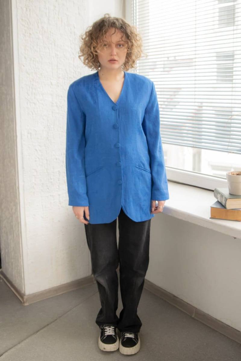 Vintage 80Er Jahre Blazer Jacke in Blau von WardrobeQueenVINTAGE