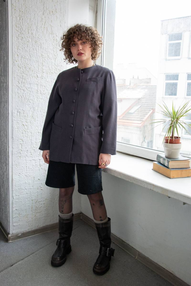 Vintage 80Er Jahre Grauer Woll Blazer von WardrobeQueenVINTAGE