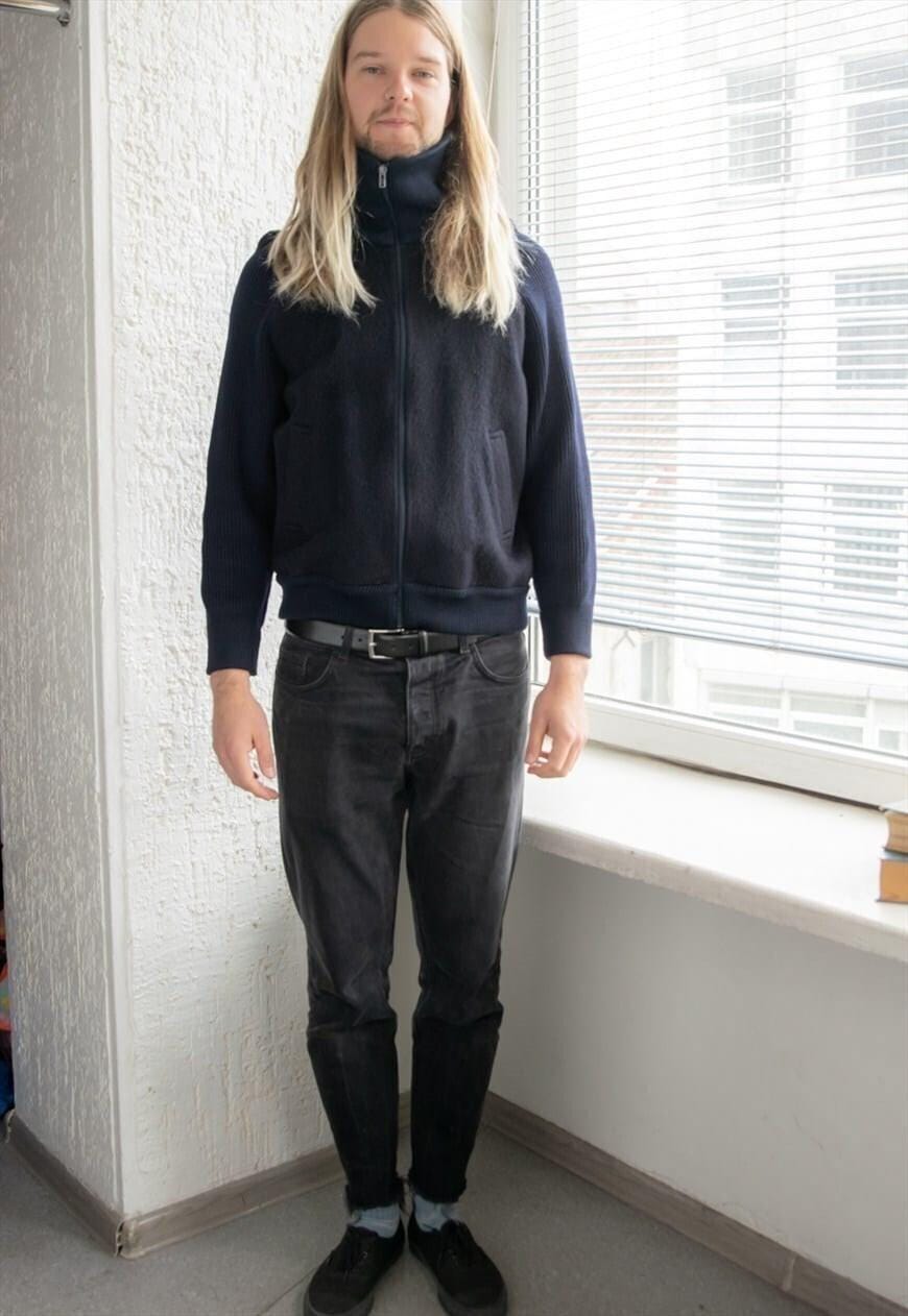 Vintage 80Er Marine Wolljacke Im Bomber Style von WardrobeQueenVINTAGE