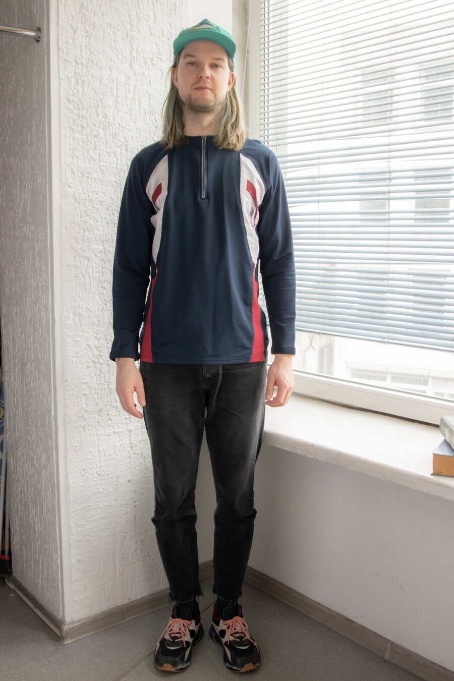 Vintage 80Er Navy 3/4 Zip Sport Top von WardrobeQueenVINTAGE