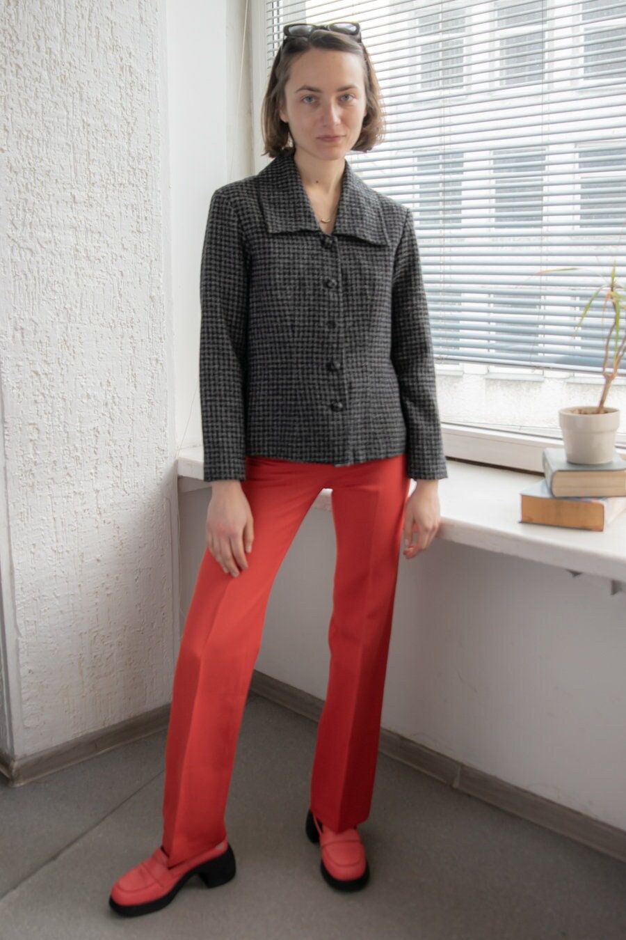 Vintage 80Er Schwarz Kariert Blazer von WardrobeQueenVINTAGE