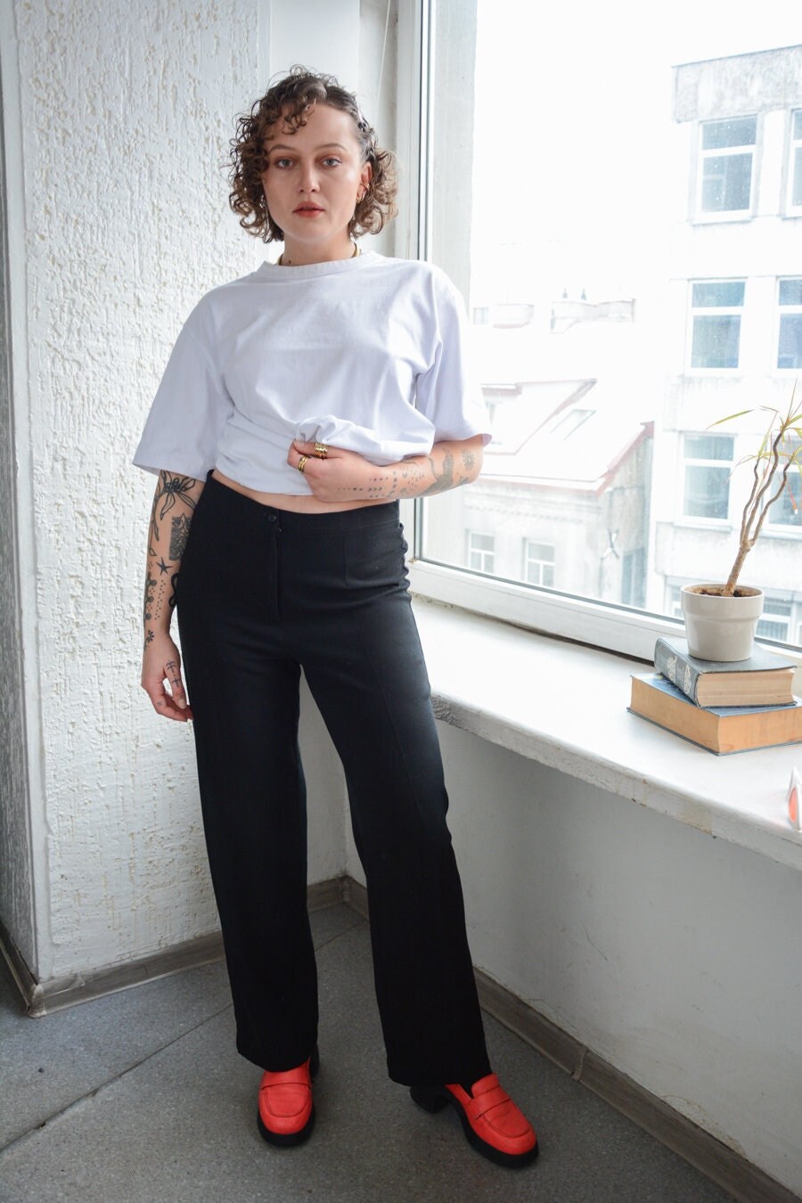 Vintage 80Er Schwarze Gerade Hose von WardrobeQueenVINTAGE