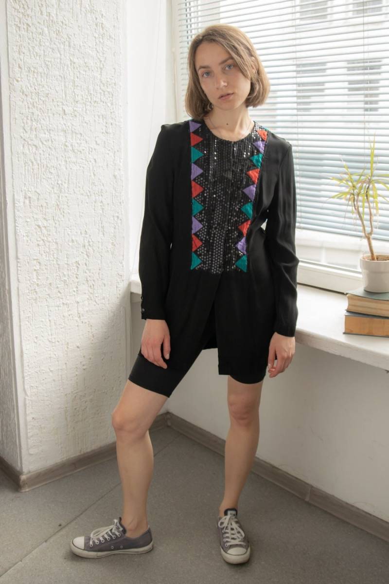Vintage 80Er Schwarze Paillettenjacke von WardrobeQueenVINTAGE