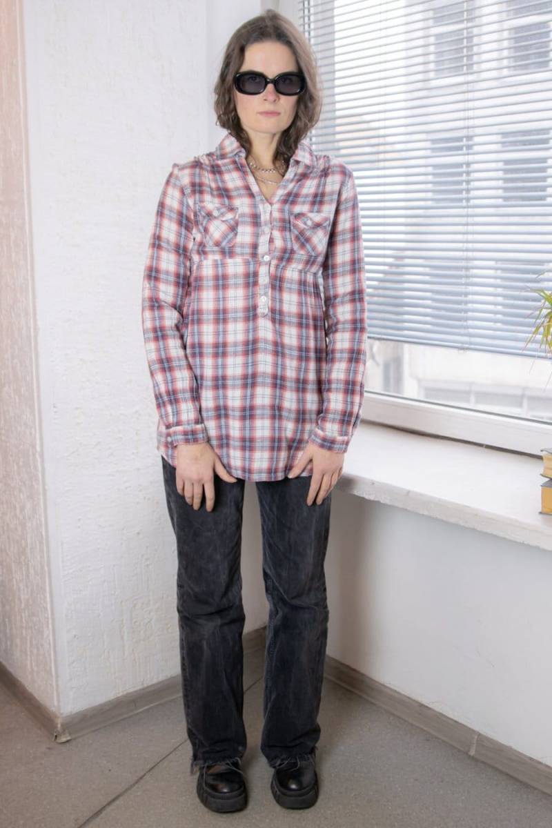 Vintage 90Er Buntes Kariertes Baumwoll Top von WardrobeQueenVINTAGE