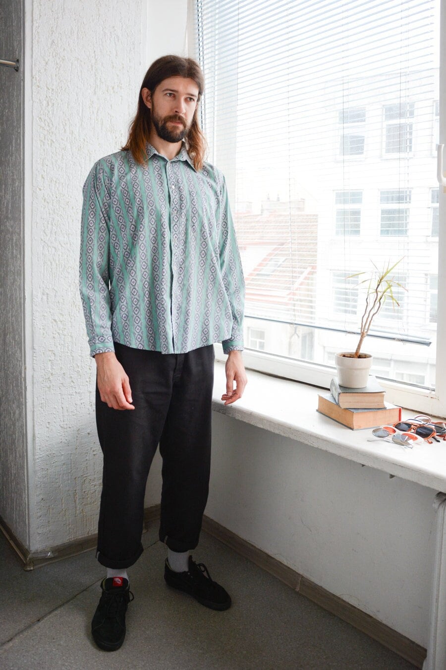 Vintage Boho Shirt Mit Mint Muster von WardrobeQueenVINTAGE