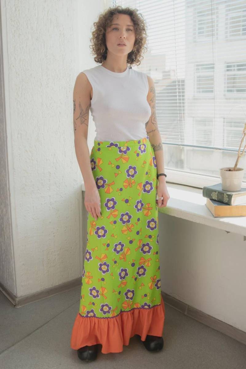 Vintage Grüner Boho Maxi Rock von WardrobeQueenVINTAGE