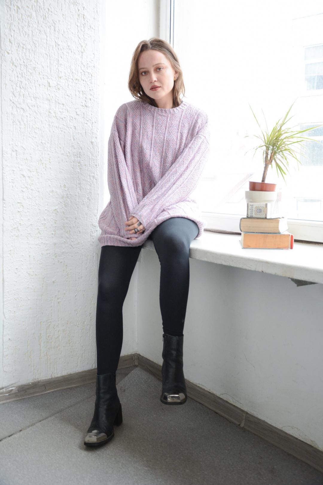 Vintage Lila Glitzer Faden Strickpullover Pullover von WardrobeQueenVINTAGE