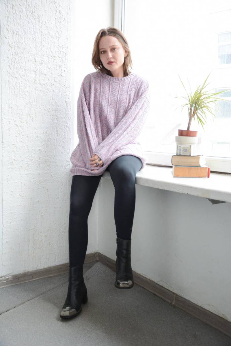 Vintage Lila Glitzer Faden Strickpullover Pullover von WardrobeQueenVINTAGE