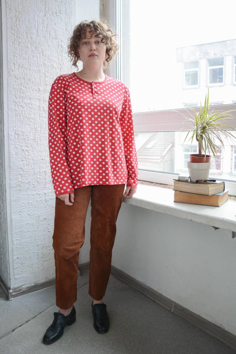 Vintage Marimekko Rotes Baumwoll Top von WardrobeQueenVINTAGE