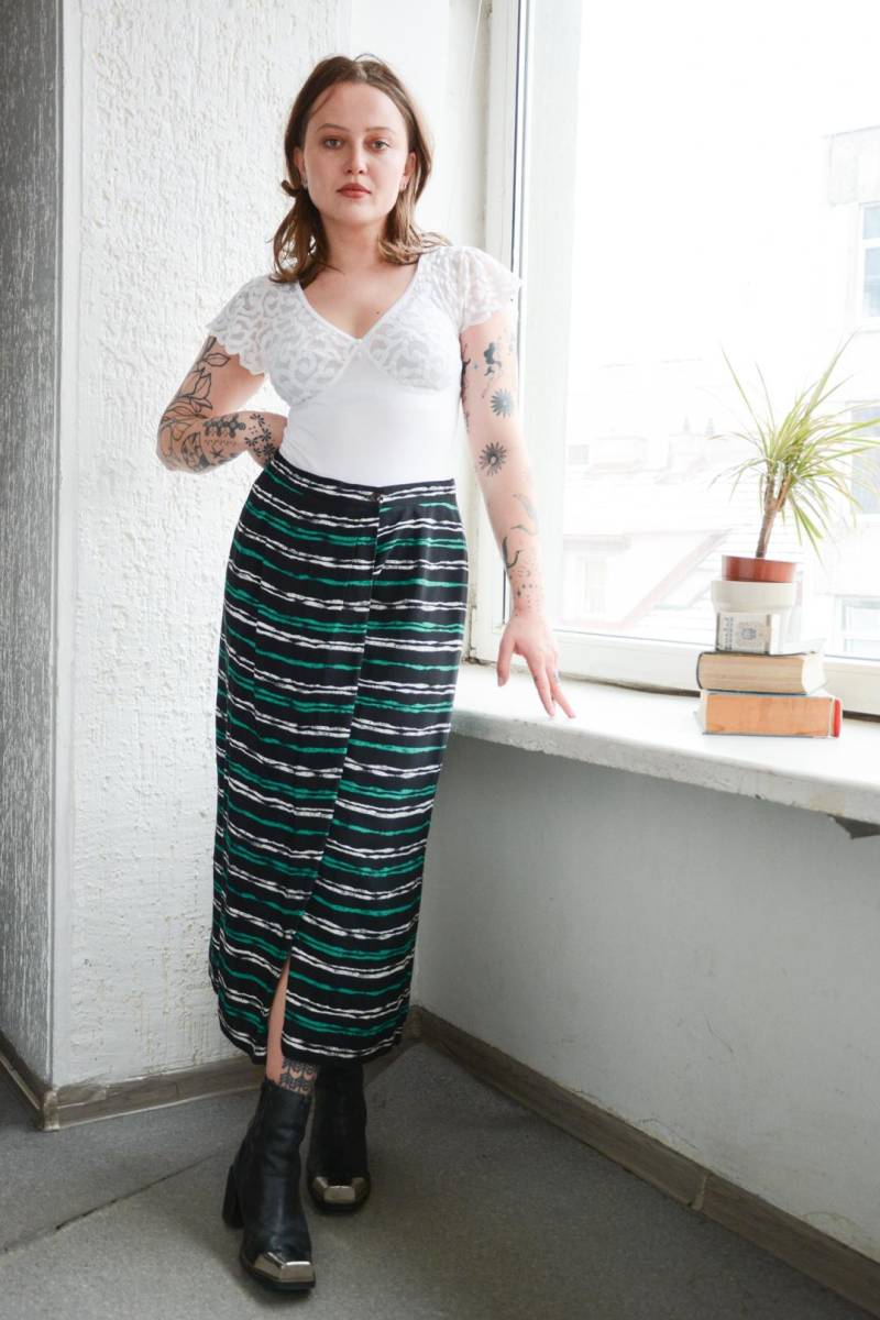 Vintage Rock Von Rena Rowan For Saville Schwarz Gestreift von WardrobeQueenVINTAGE