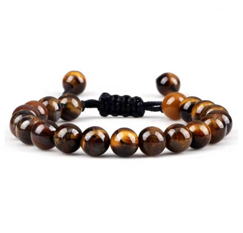 Ware aus aller Welt Armband Tigerauge-Armband 8 mm verstellbar handgefertig Naturstein von Ware aus aller Welt