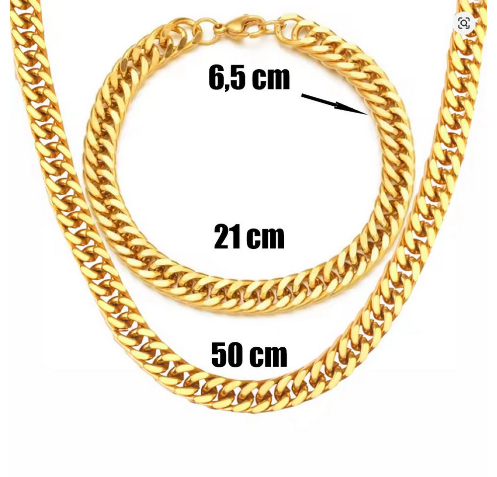 Ware aus aller Welt Edelstahlketten-Set Panzerkette + Armband versch. Längen Edelstahl Halskette Armband von Ware aus aller Welt