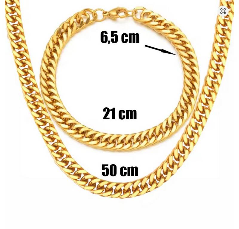 Ware aus aller Welt Edelstahlketten-Set Panzerkette + Armband versch. Längen Edelstahl Halskette Armband von Ware aus aller Welt