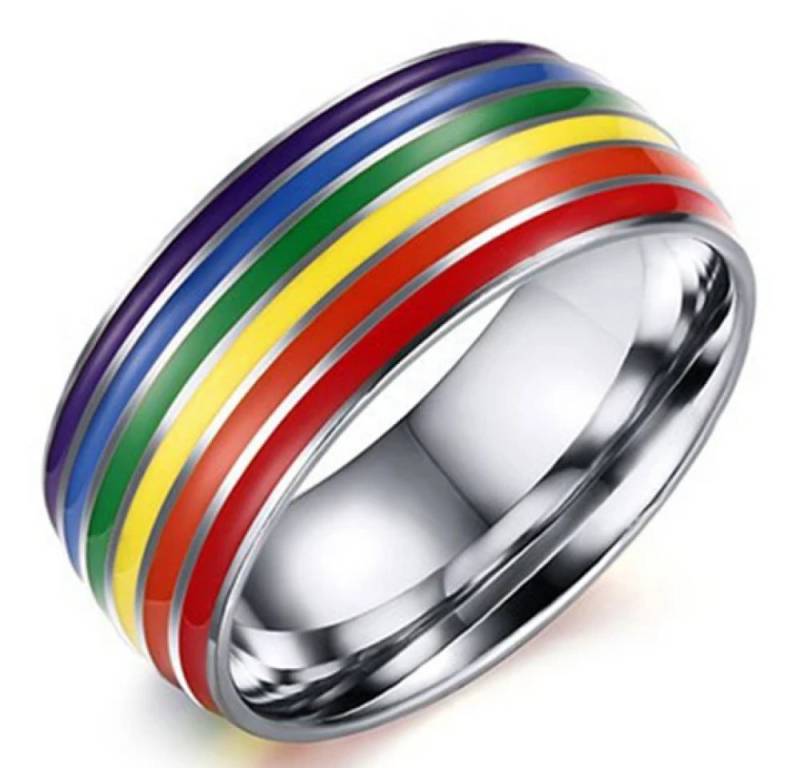 Ware aus aller Welt Fingerring Homosexuelle Lgbt Edelstahl Regenbogen Ring Herren Damen Unisex Ring von Ware aus aller Welt