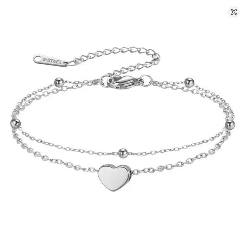 Ware aus aller Welt Fußkette Edelstahl Damen-Fußkettchen mit Herz-Anhänger in Gold oder Silberoptik von Ware aus aller Welt