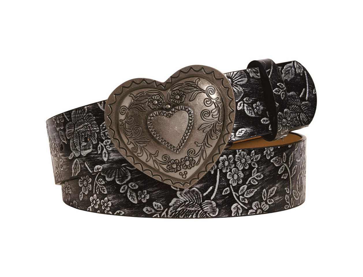 Ware aus aller Welt Koppelgürtel Modischer Damengürtel mit Metallschnalle floralem Western Muster von Ware aus aller Welt