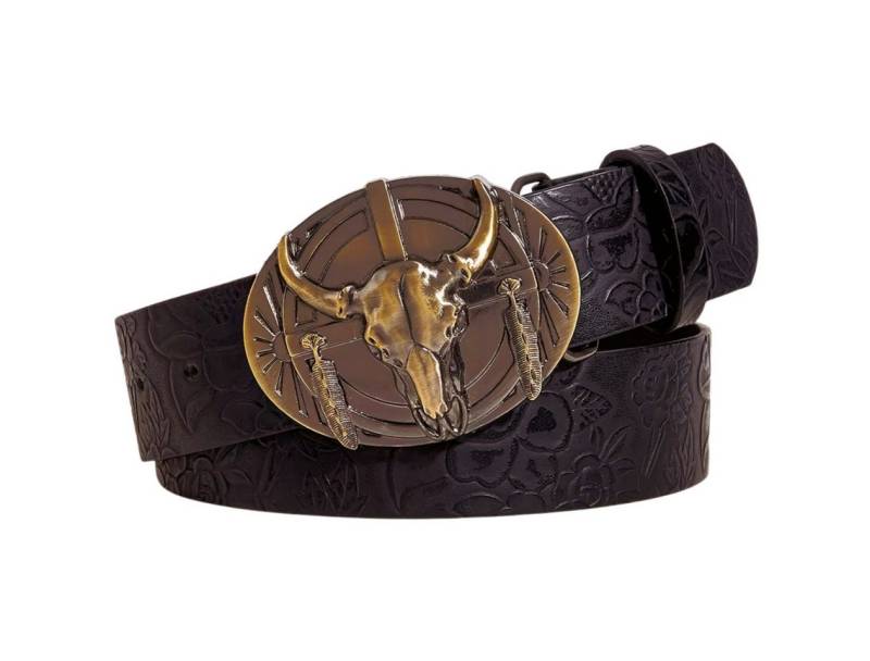 Ware aus aller Welt Koppelgürtel Modischer Gürtel mit Longhorn-Schnalle Westerngürtel von Ware aus aller Welt