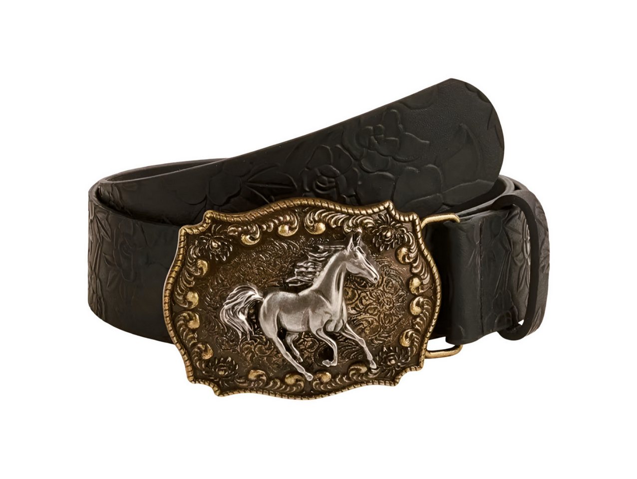 Ware aus aller Welt Koppelgürtel Modischer Gürtel mit Pferde-Schnalle Westerngürtel von Ware aus aller Welt