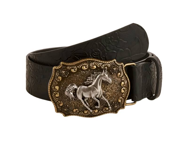 Ware aus aller Welt Koppelgürtel Modischer Gürtel mit Pferde-Schnalle Westerngürtel von Ware aus aller Welt
