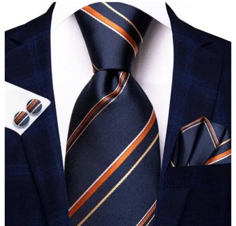 Ware aus aller Welt Krawatte Einstecktuch Manschettenknöpfe Seide Seidenkrawatte Schlips Binder von Ware aus aller Welt