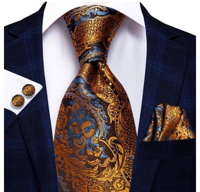 Ware aus aller Welt Krawatte Einstecktuch Manschettenknöpfe Seide Seidenkrawatte Schlips Binder von Ware aus aller Welt