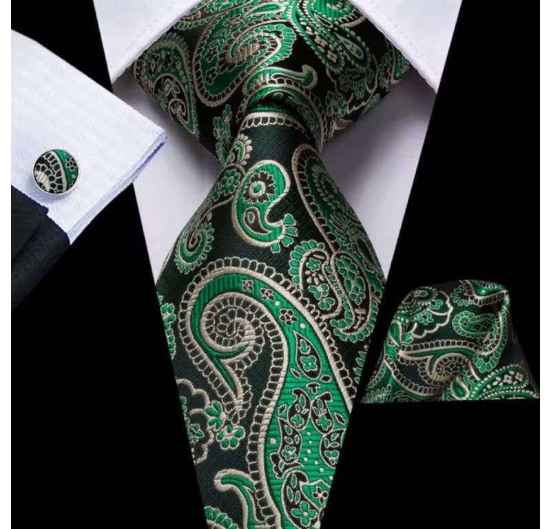 Ware aus aller Welt Krawatte Einstecktuch Manschettenknöpfe Seide Seidenkrawatte Schlips Binder von Ware aus aller Welt