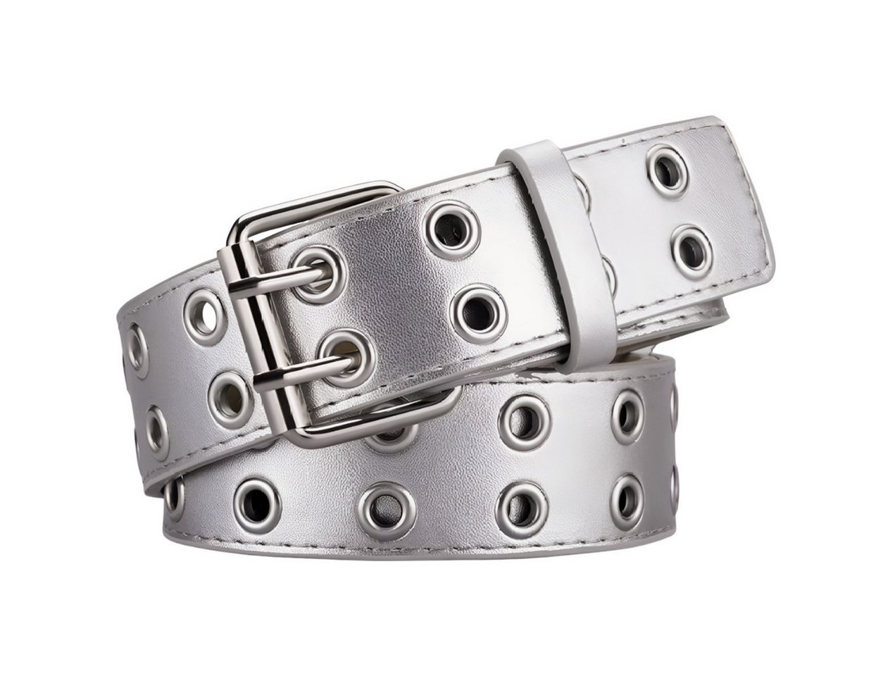 Ware aus aller Welt Nietengürtel Doppelloch Silberfarbener Gürtel Ösengürtel Jeansgürtel Taillengürtel von Ware aus aller Welt