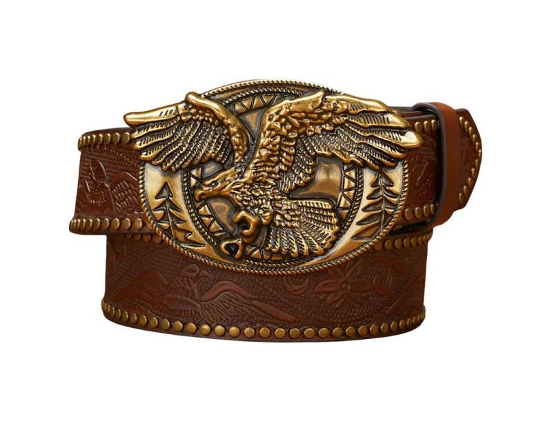 Ware aus aller Welt Nietengürtel Westerngürtel mit Adler Schnalle – im authentischen Cowboy Style (1-St) Gürtel mit Western- und Adlermotiven von Ware aus aller Welt