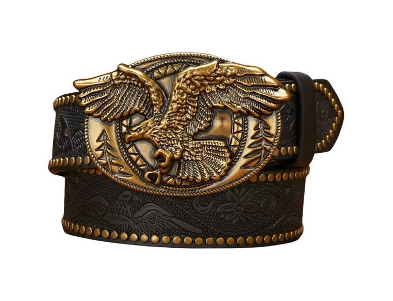 Ware aus aller Welt Nietengürtel Westerngürtel mit Adler Schnalle – im authentischen Cowboy Style (1-St) von Ware aus aller Welt