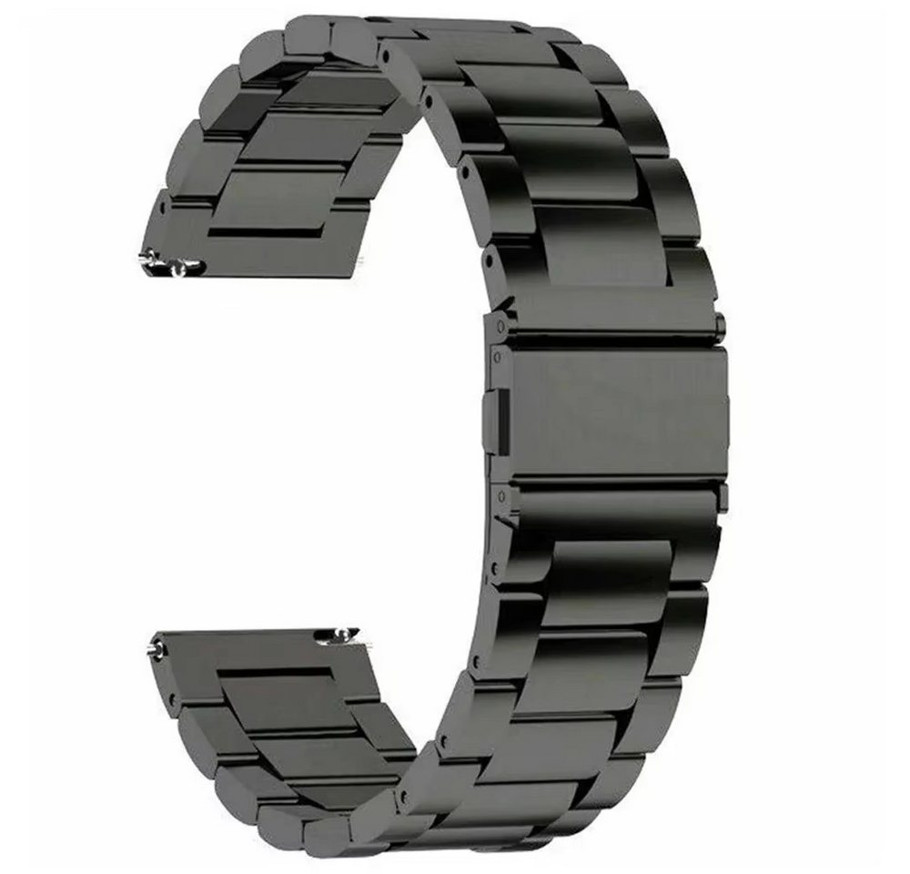 Ware aus aller Welt Uhrenarmband schwarzes Edelstahl-Uhrenarmband robustes Ersatzband mit Faltschließe von Ware aus aller Welt