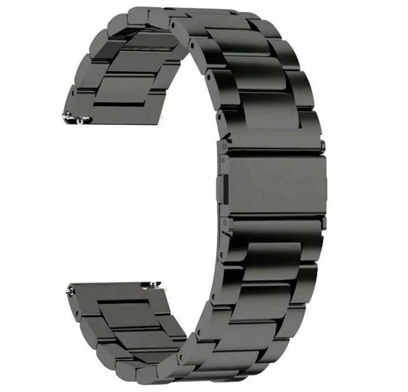 Ware aus aller Welt Uhrenarmband schwarzes Edelstahl-Uhrenarmband robustes Ersatzband mit Faltschließe von Ware aus aller Welt