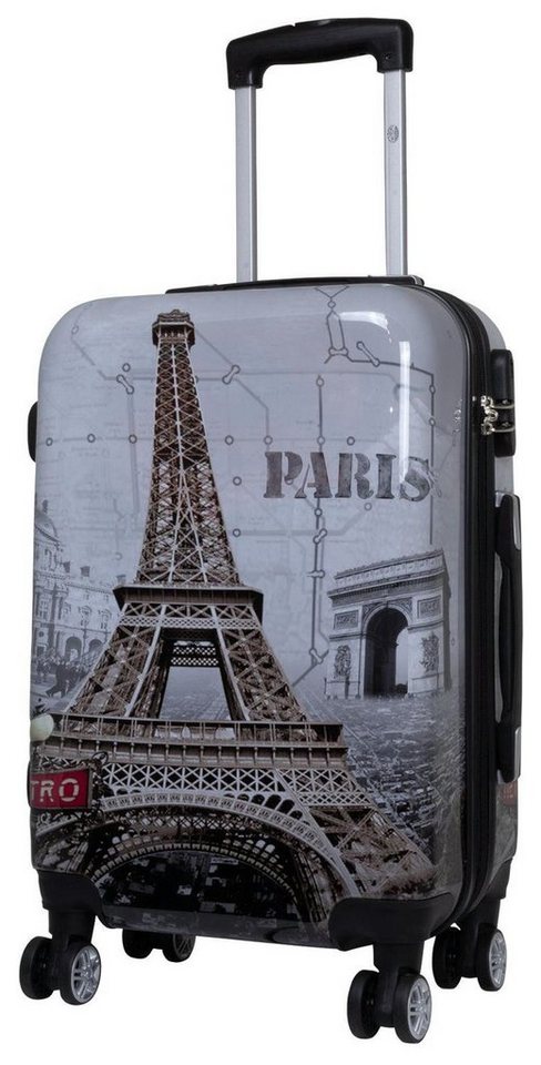 Warenhandel König Hartschalen-Trolley Paris Eiffelturm, 4 Rollen, mit Motiv, Dehnfalte (Gr. L und XL), aufrecht rollbar von Warenhandel König