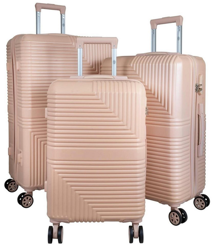 Warenhandel König Trolleyset Barcelona, 4 Rollen, (Gr. M, L und XL, 3 tlg., Hartschalen Trolley Set), Griffe, Standfüße, Reißverschluss farblich einheitlich gestaltetet von Warenhandel König