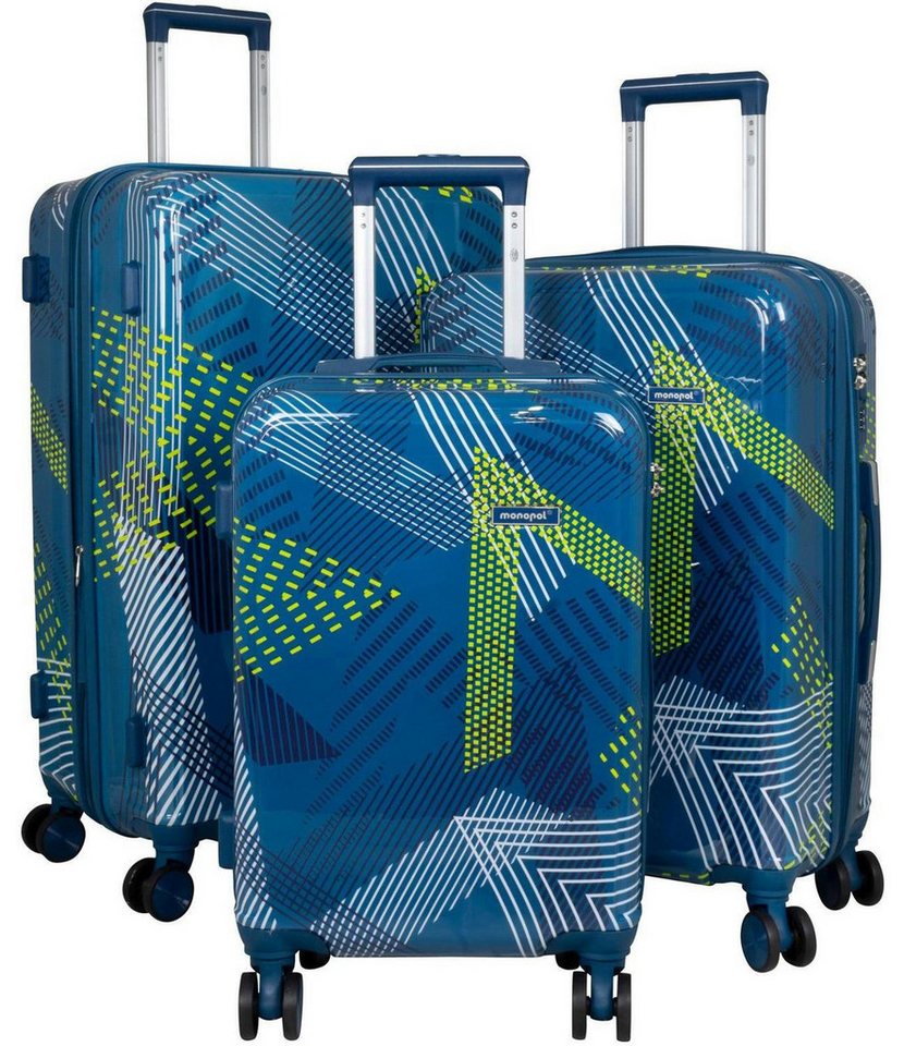 Warenhandel König Trolleyset Ravenna, 4 Rollen, (3tlg. Set mit den Größen M, L und XL, 3 tlg., Hartschalen Trolley Set), Dehnfalte für Gr. L und XL, farbig abgestimmte Griffe und Rollen von Warenhandel König