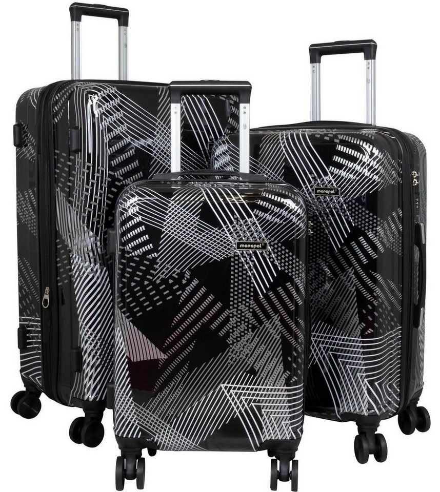 Warenhandel König Trolleyset Ravenna, 4 Rollen, (3tlg. Set mit den Größen M, L und XL, 3 tlg., Hartschalen Trolley Set), Dehnfalte für Gr. L und XL, farbig abgestimmte Griffe und Rollen von Warenhandel König