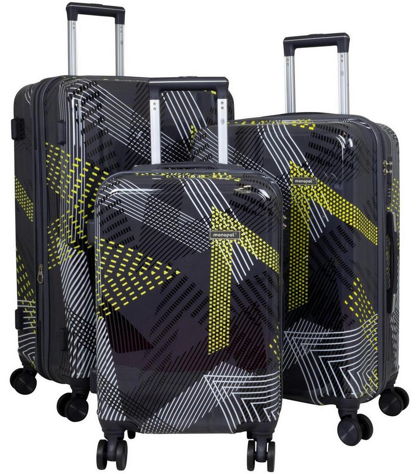 Warenhandel König Trolleyset Ravenna, 4 Rollen, (3tlg. Set mit den Größen M, L und XL, 3 tlg., Hartschalen Trolley Set), Dehnfalte für Gr. L und XL, farbig abgestimmte Griffe und Rollen von Warenhandel König