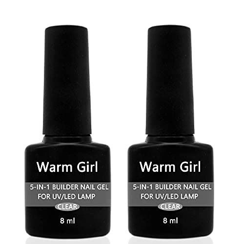 Warm Girl 2PCS 5 in 1 Clear Builder Nail Gels 8ml Quick Building Nail Strengthener Gel, UV/LED Nagellack Gel für abgebrochene Nägel Reparatur Nägel Verlängerung Professionelle Nagelreparatur Zubehör von Warm Girl