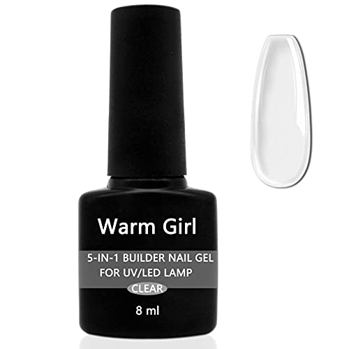 Warm Girl 5 in 1 Clear Builder Nail Gels - 8ml Quick Building Nail Strengthener Gel, UV/LED Nagellack Gel für abgebrochene Nägel Reparatur Nägel Verlängerung Professionelle Nagelreparatur Zubehör von Warm Girl