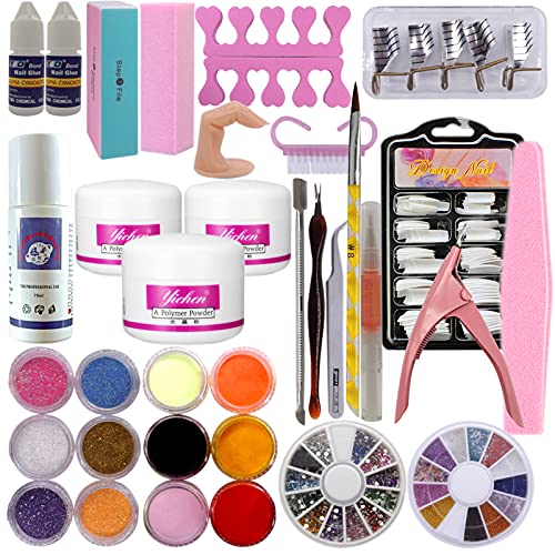 Warm Girl Acrylic Nail Kit Clear Pink White Acrylic Powder Liquid Brush Nail Kit Glitter Clipper File Glue Nail Art Tips Set Kit by Warm Girl von Warm Girl