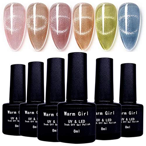 Warm Girl Cat Eye Gel Set U V Nagellack Magnet Set 6 Farben, Gel Nagellack Geschenkset, Shellac Set U v Gel Nail Art,Soak Off U V LED Gel Nagellack von Warm Girl