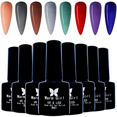 Warm Girl Gel-Nagellack, Soak-Off, LED-/UV-Gel-Nagellack, 8 Farben, Gel-Nagellack-Kollektion, Gel-Lack, beliebtes Homesalon-Gel-Maniküre-Set von Warm Girl